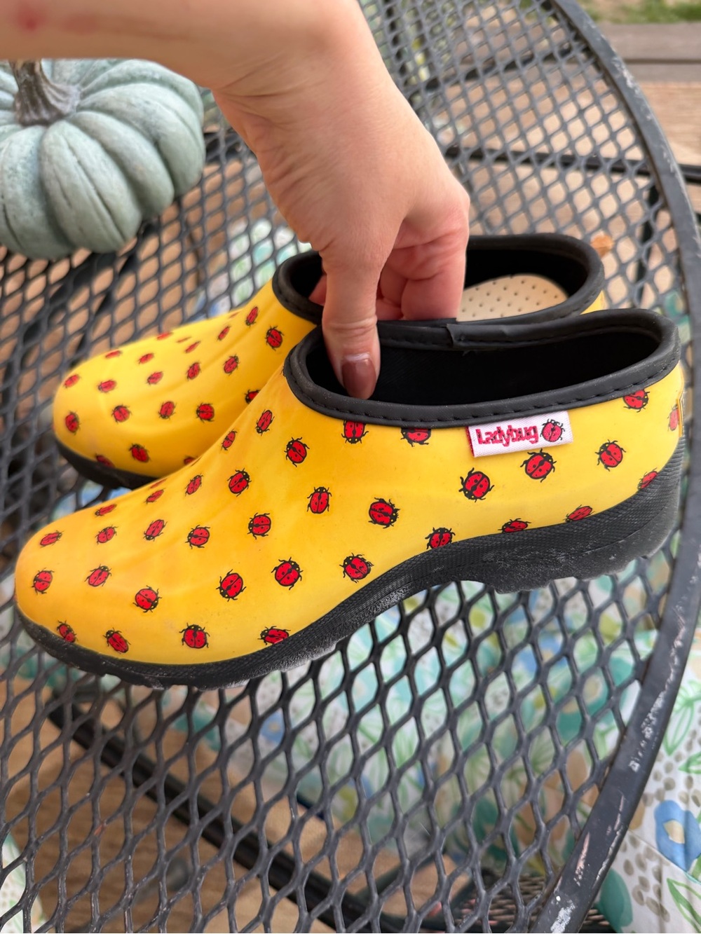 Ladybug Yellow Waterproof Women's Rain Clogs